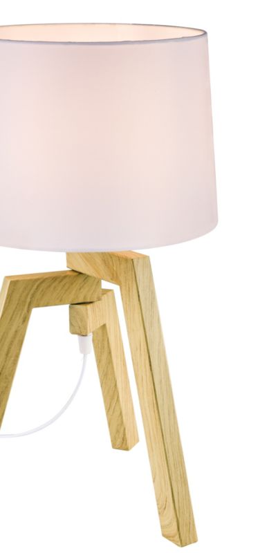 GoodHome Trianoy bordlampe 1-punkts E14 hvid / træ