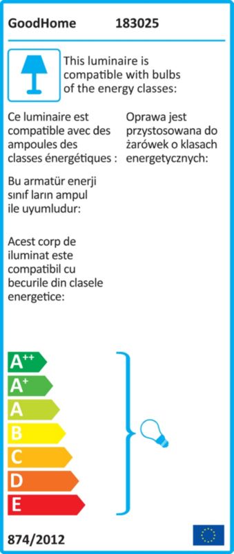 GoodHome Tulou bordlampe 1-punkts E14 hvid