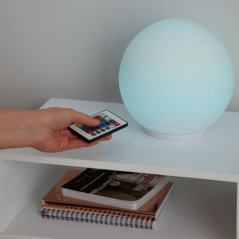 GoodHome Baoule LED-bordlampe i hvid med RGB-farveskift
