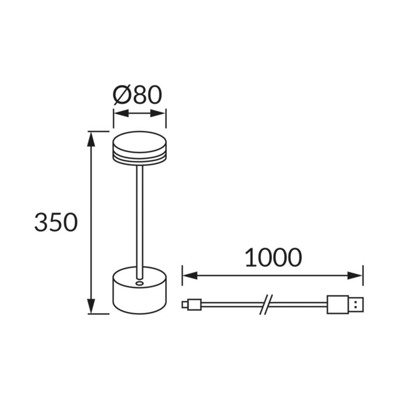 LED Bordlampe Talia CCT USB Sort 60 Lumen
