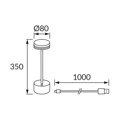 LED Bordlampe Talia CCT USB Sort 60 Lumen