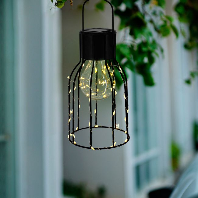 Solarbordslampe Cage Copper Sort 5059340330914