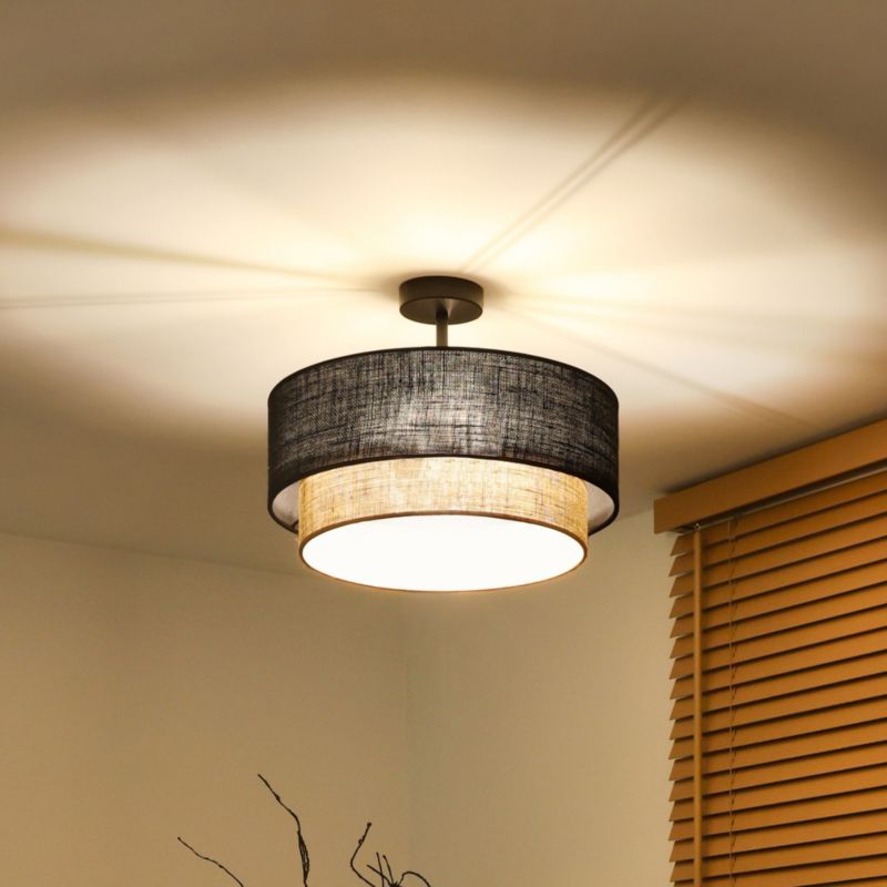 Loftslampe Duolla Boho XXS 1-punkt E27 Sort Jute