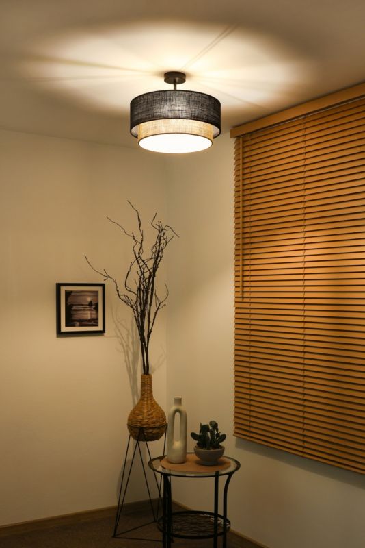 Loftslampe Duolla Boho XXS 1-punkt E27 Sort Jute