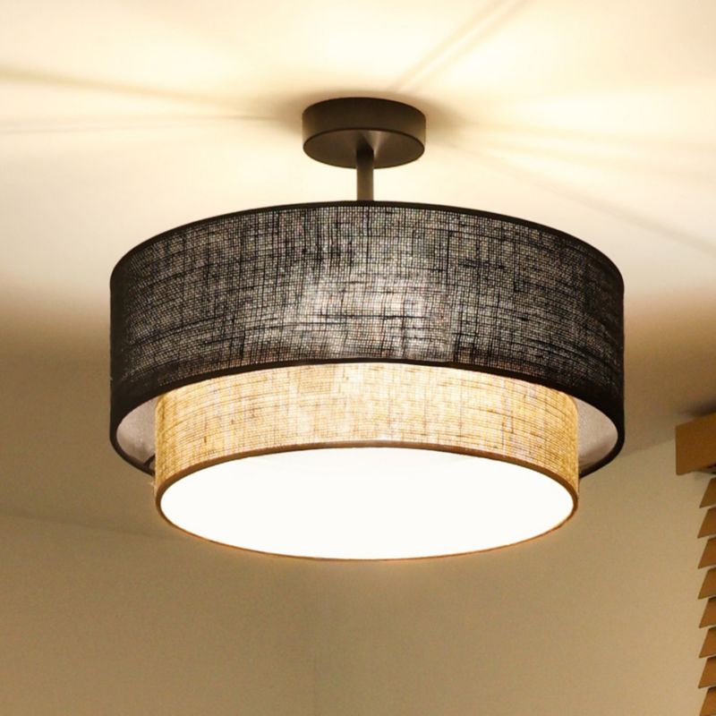 Loftslampe Duolla Boho XXS 1-punkt E27 Sort Jute
