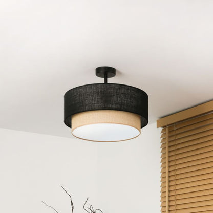 Loftslampe Duolla Boho XXS 1-punkt E27 Sort Jute
