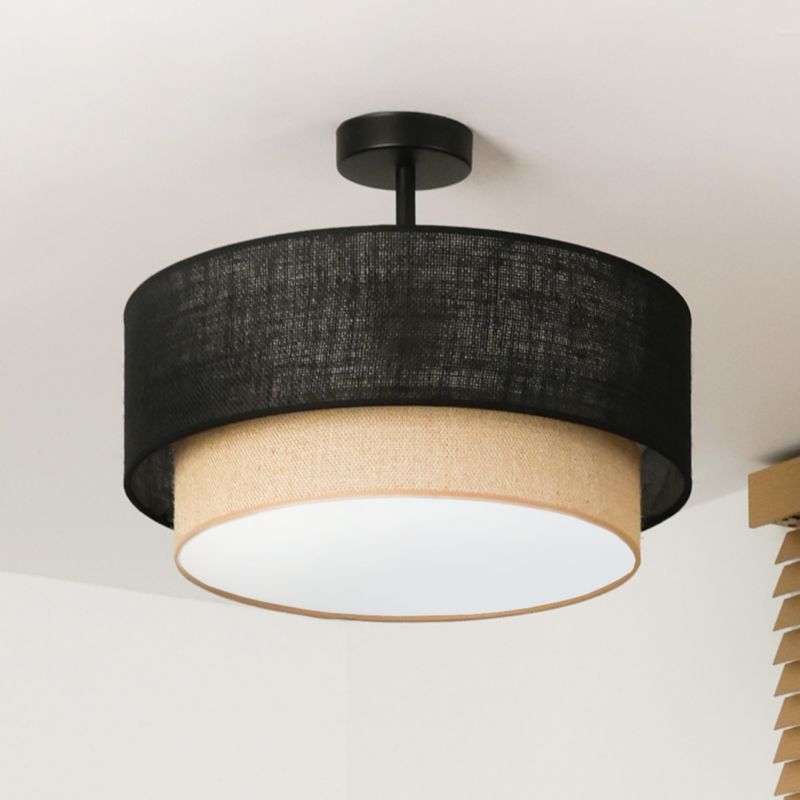 Loftslampe Duolla Boho XXS 1-punkt E27 Sort Jute