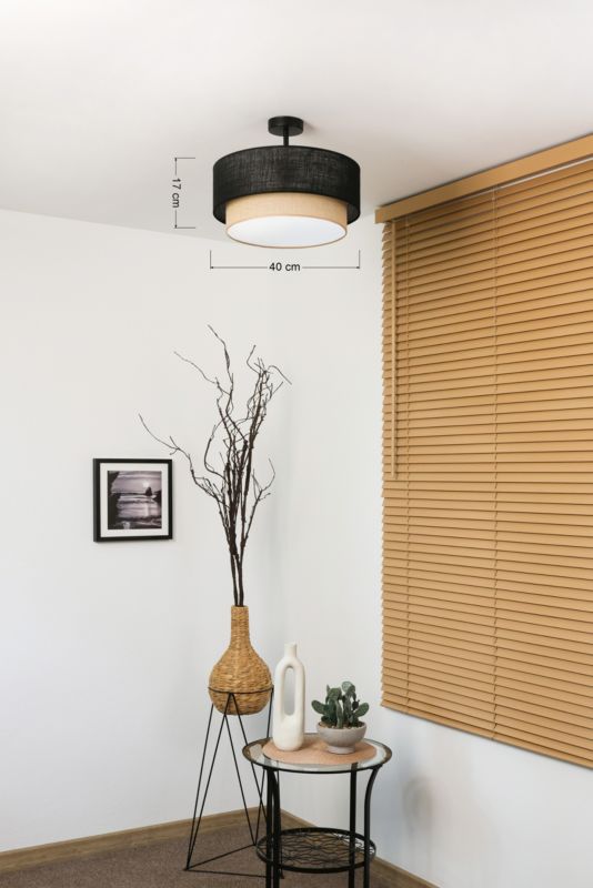 Loftslampe Duolla Boho XXS 1-punkt E27 Sort Jute