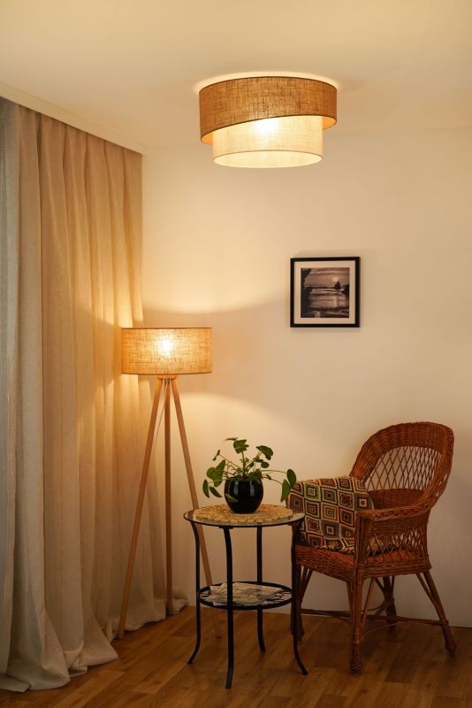 Loftslampe Duolla Shine 1-punkts E27 Jute/Hvid Jute