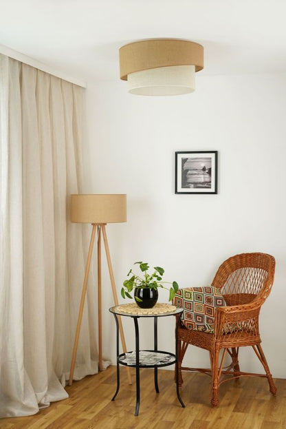 Loftslampe Duolla Shine 1-punkts E27 Jute/Hvid Jute