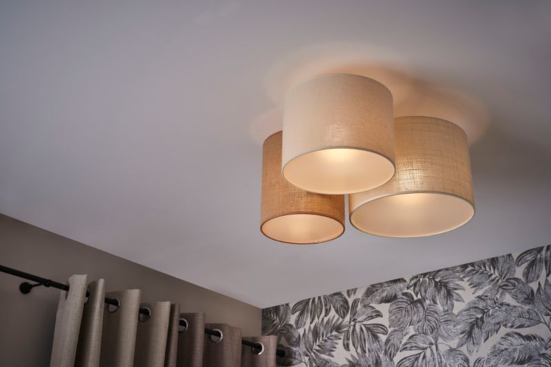 Loftslampe Duolla Spider 3-punkts E27 Beige/Jute