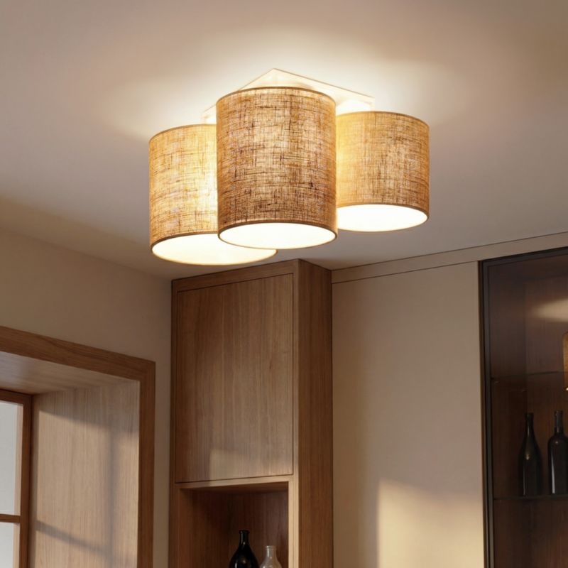 Loftslampe Duolla Spider 3-punkts E27 Beige/Jute