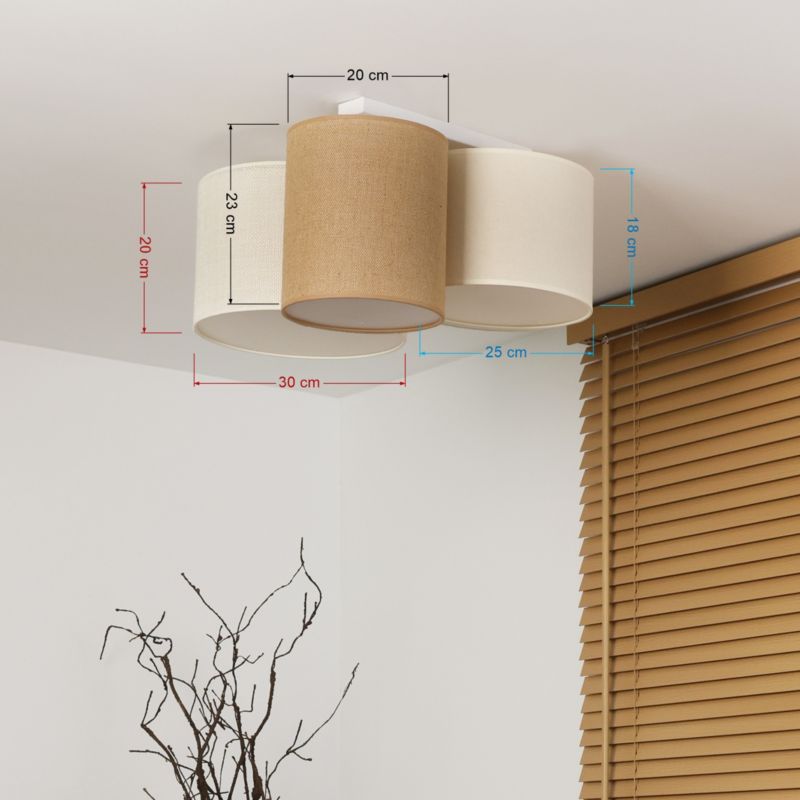 Loftslampe Duolla Spider 3-punkts E27 Beige/Jute