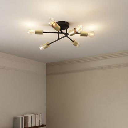Loftslampe 6 x E27 Sort Guld