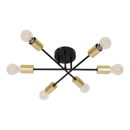 Loftslampe 6 x E27 Sort Guld