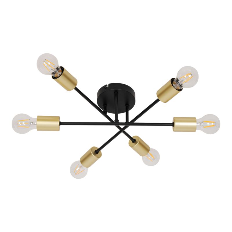 Loftslampe 6 x E27 Sort Guld