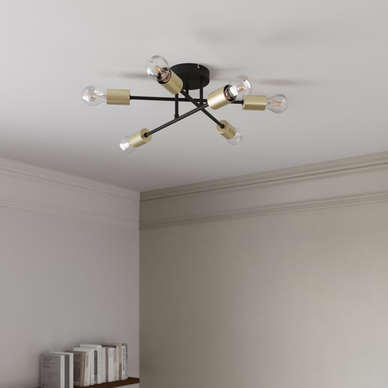 Loftslampe 6 x E27 Sort Guld