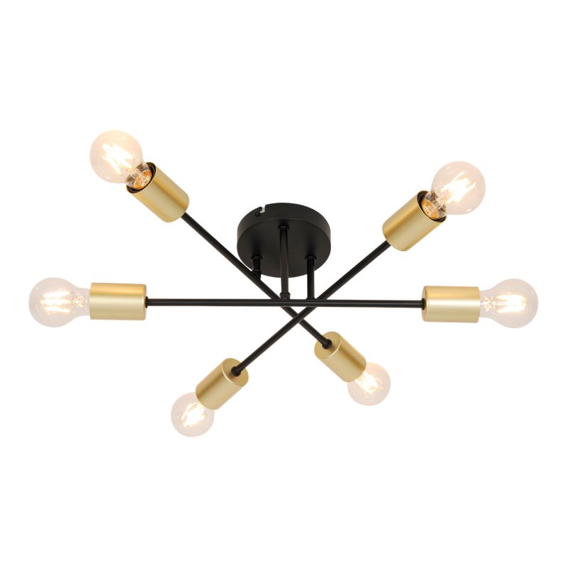 Loftslampe 6 x E27 Sort Guld