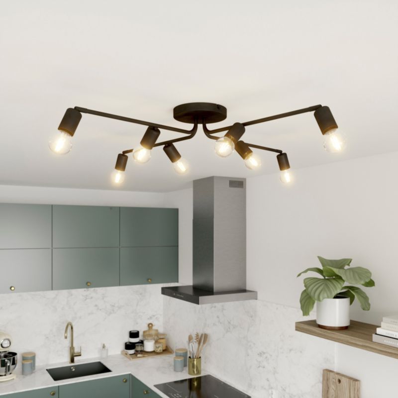 Loftlampe Ghlin 8-punkts E27 Sort