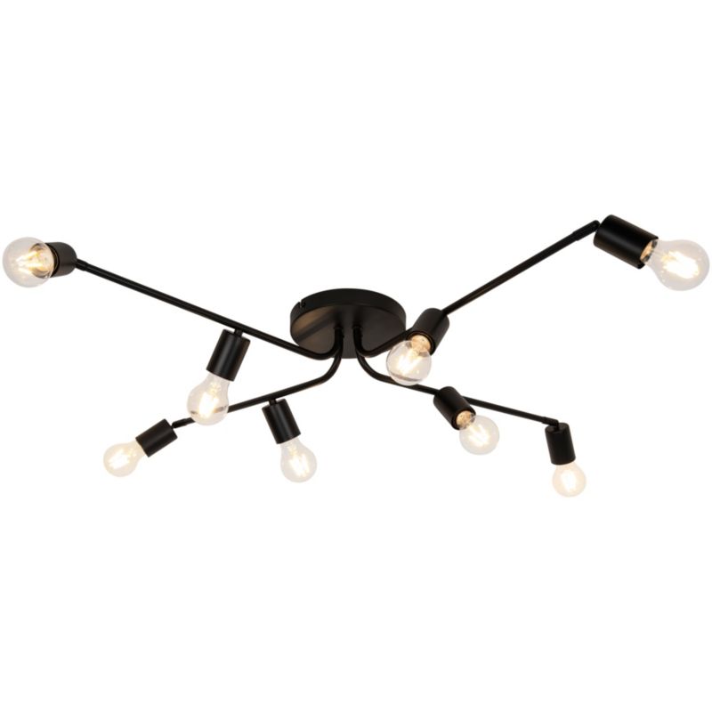 Loftlampe Ghlin 8-punkts E27 Sort
