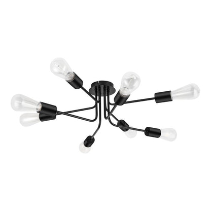 Loftslampe Ghlin 8-punkts E27 Sort Mat