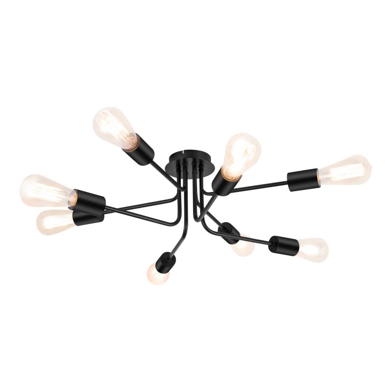 Loftslampe Ghlin 8-punkts E27 Sort Mat