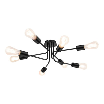 Loftslampe Ghlin 8-punkts E27 Sort Mat