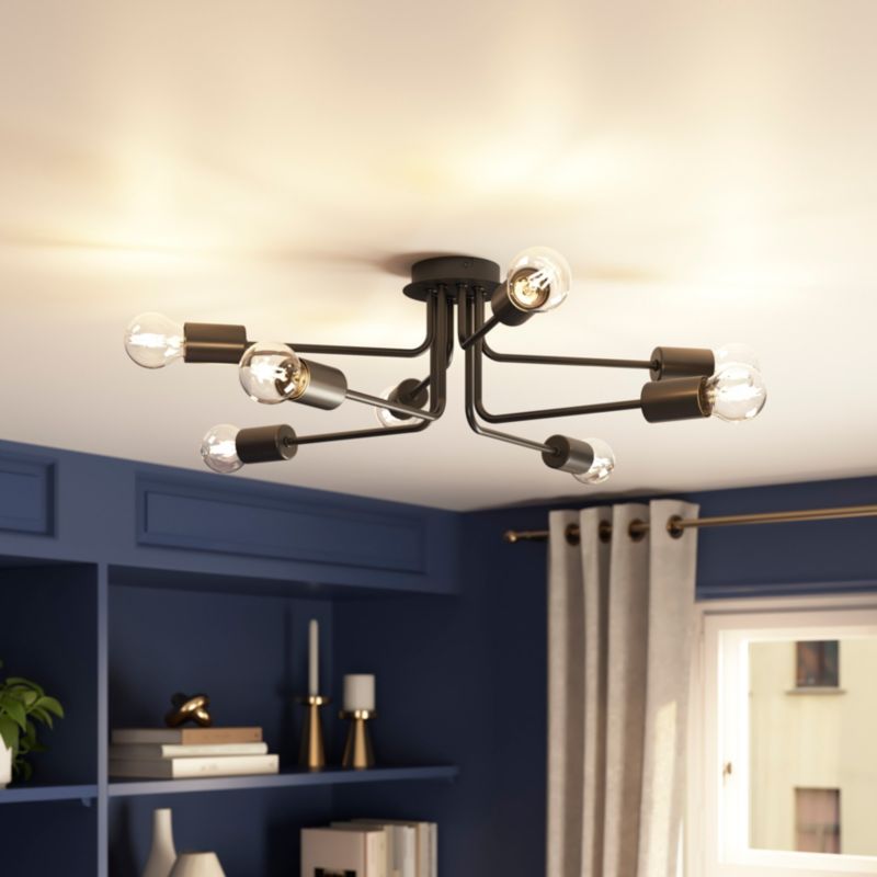 Loftslampe Ghlin 8-punkts E27 Sort Mat