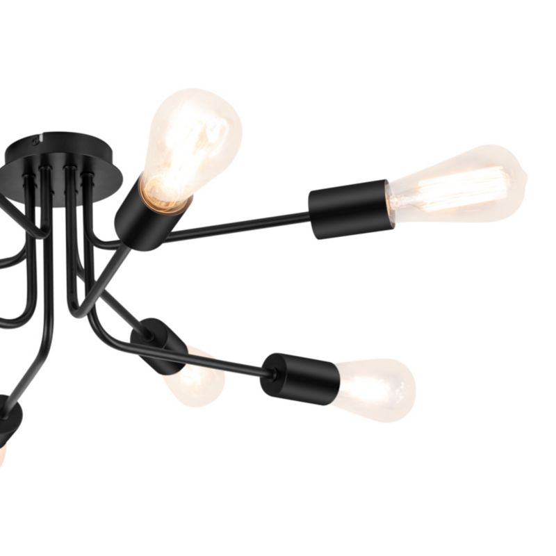 Loftslampe Ghlin 8-punkts E27 Sort Mat