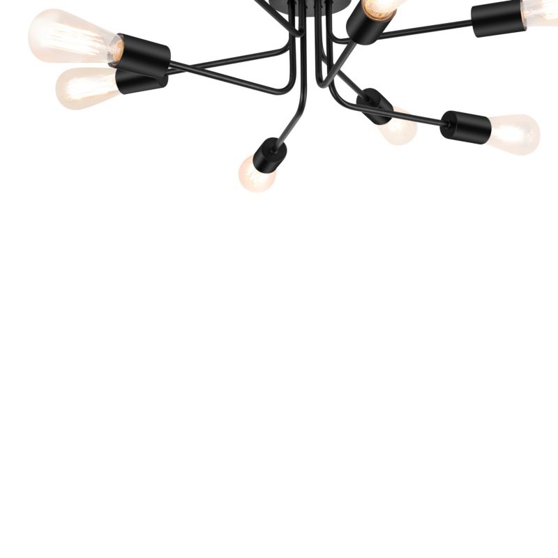 Loftslampe Ghlin 8-punkts E27 Sort Mat