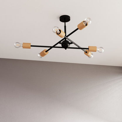 Loftslampe Stellata 6 x E27 Sort Træ