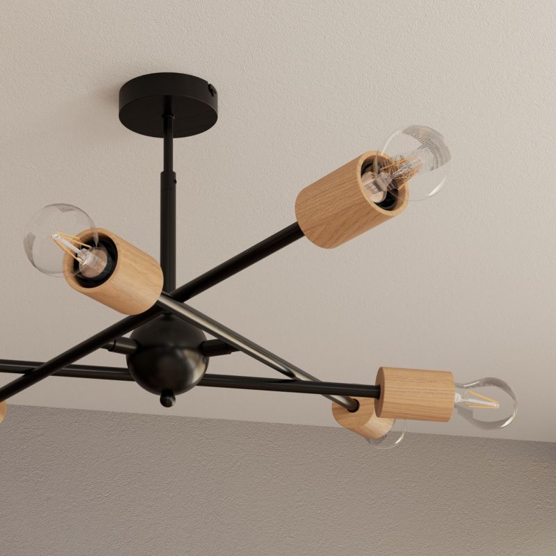 Loftslampe Stellata 6 x E27 Sort Træ