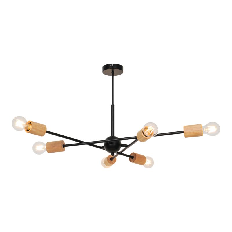 Loftslampe Stellata 6 x E27 Sort Træ