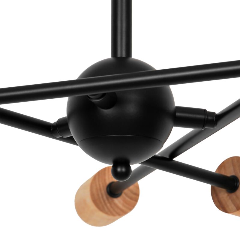 Loftslampe Stellata 6 x E27 Sort Træ