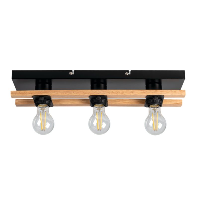 Loft-væglampe LightLogic LL BURI 3xE27 66232 i træ, 1 stk.