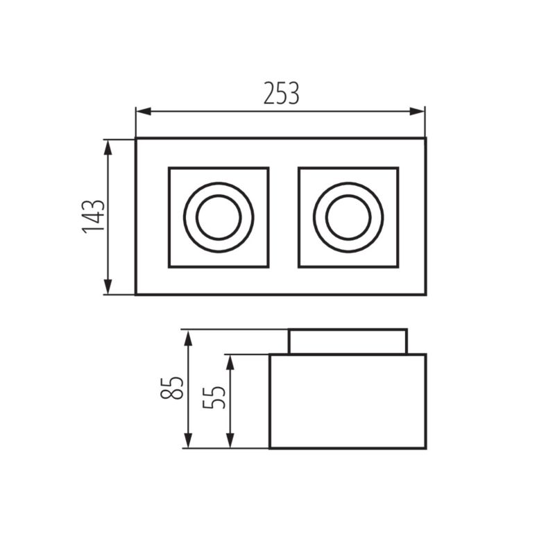 LightLogic LL CEILING LAMP 02W 31383 dobbelt overflademonteret loftlampe 1 stk.