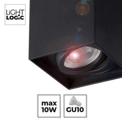 LightLogic LL CUKI GU10 B sort loftspot, 1 stk.