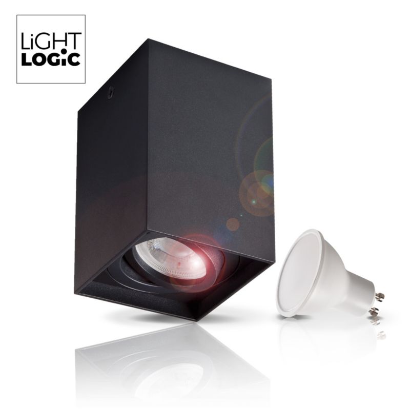 LightLogic LL CUKI GU10 B sort loftspot, 1 stk.