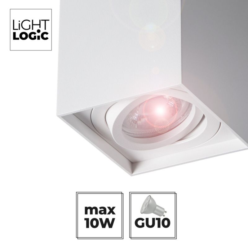 LightLogic LL CUKI GU10 W loftlampe, hvid, 1 stk.
