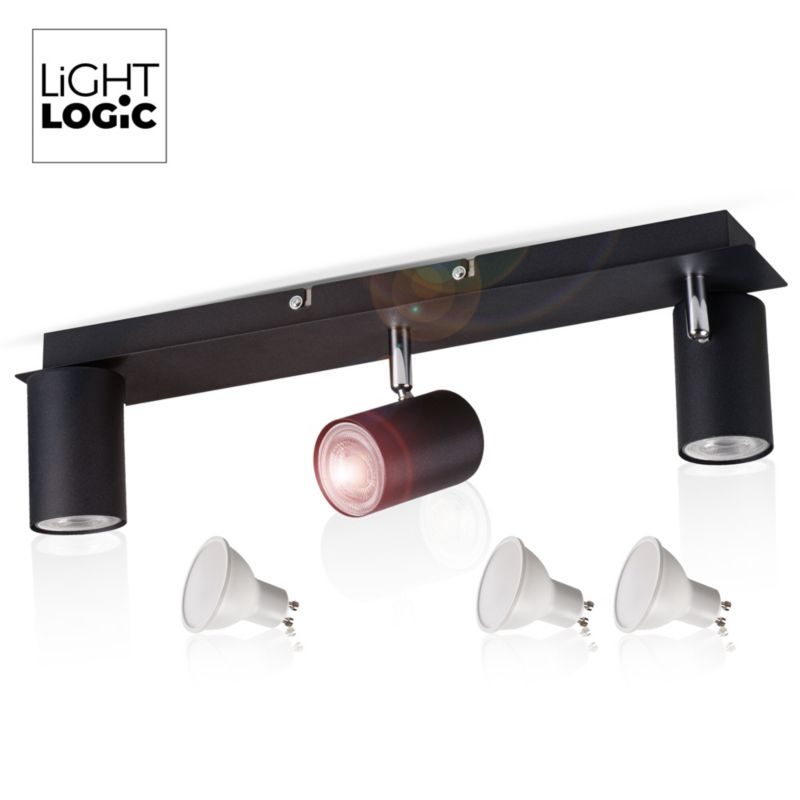 LightLogic LL OSLO EL-3I B-SR 30550 tredobbelt spot loftlampe halogen vægmonteret 1 stk.