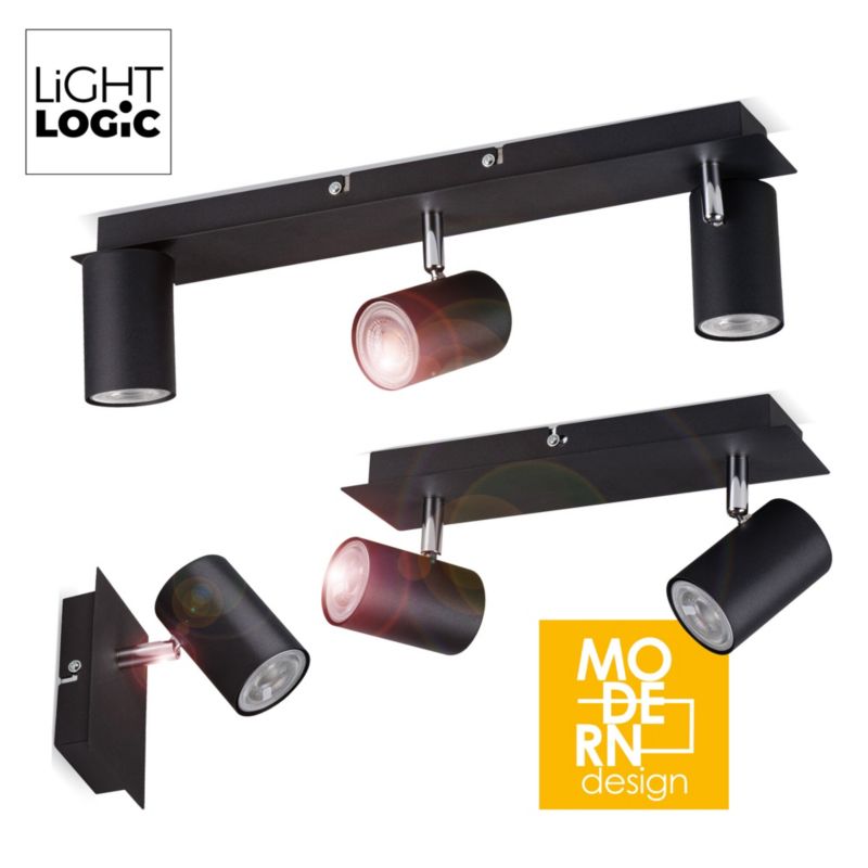 LightLogic LL OSLO EL-3I B-SR 30550 tredobbelt spot loftlampe halogen vægmonteret 1 stk.