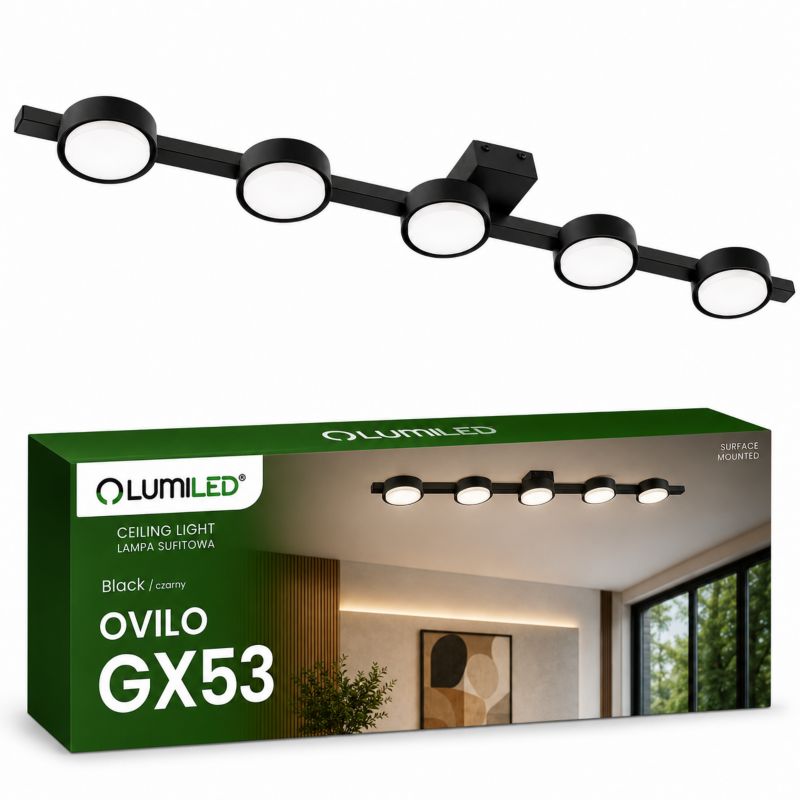 Loftslampe OVILO 5x GX53 Sort Aluminium 98 cm