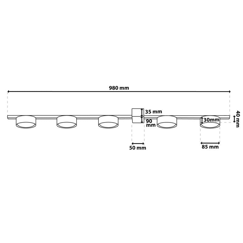 Loftslampe OVILO 5x GX53 Sort Aluminium 98 cm