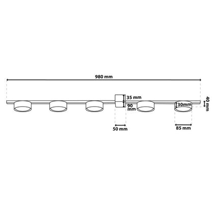 Loftslampe OVILO 5x GX53 Sort Aluminium 98 cm