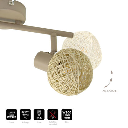 Loftslampe Milagro Dex 2xE14 Beige
