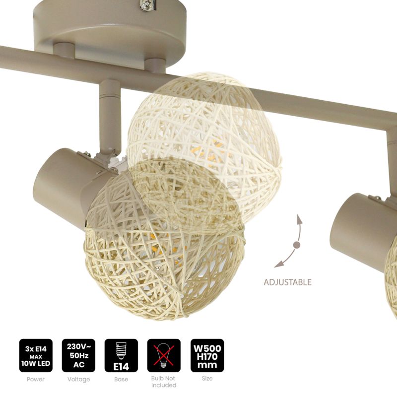Loftslampe Milagro Dex 3xE14 Beige 500 mm