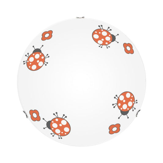 SPOT Light loftlampe 2xE27 60W hvidt glas med flerfarvet mariehønemønster, polsk producent, 1 stk.