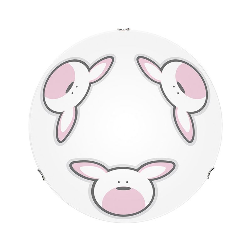 Loftlampe SPOT Light 2xE27 60W Hvidt Glas med Flerfarvet Kaninmønster, Polsk Producent, 1 stk.