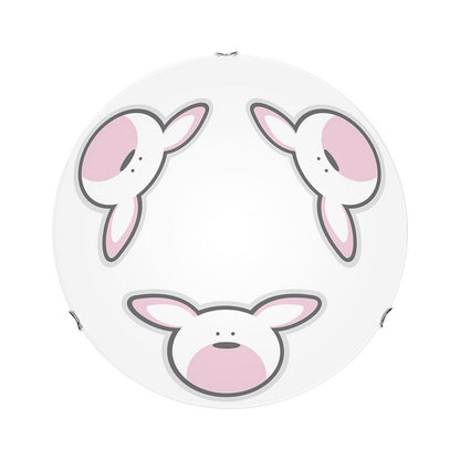 Loftlampe SPOT Light 2xE27 60W Hvidt Glas med Flerfarvet Kaninmønster, Polsk Producent, 1 stk.