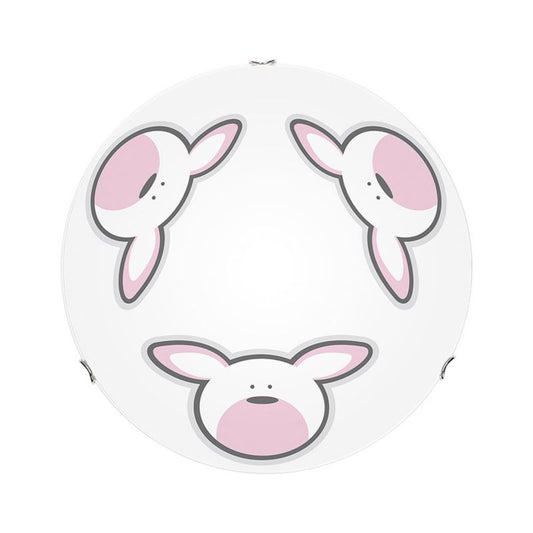 Loftlampe SPOT Light 2xE27 60W Hvidt Glas med Flerfarvet Kaninmønster, Polsk Producent, 1 stk.